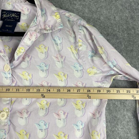 Nick and Nora Pajama Top Womens Small Purple Chick Egg Pastel Cotton Easter - Picture 6 of 12